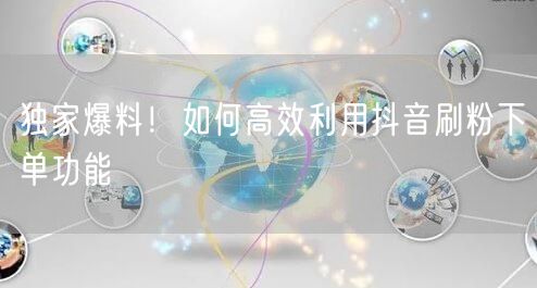 独家爆料！如何高效利用抖音刷粉下单功能